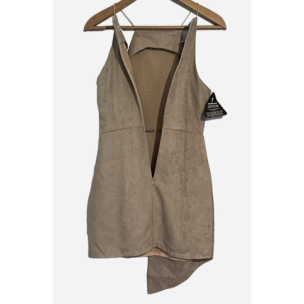 RARE LONDON Faux Suede Colorblock Asymmetrical Hemline Dress US Size 4/Small NEW - Picture 8 of 16